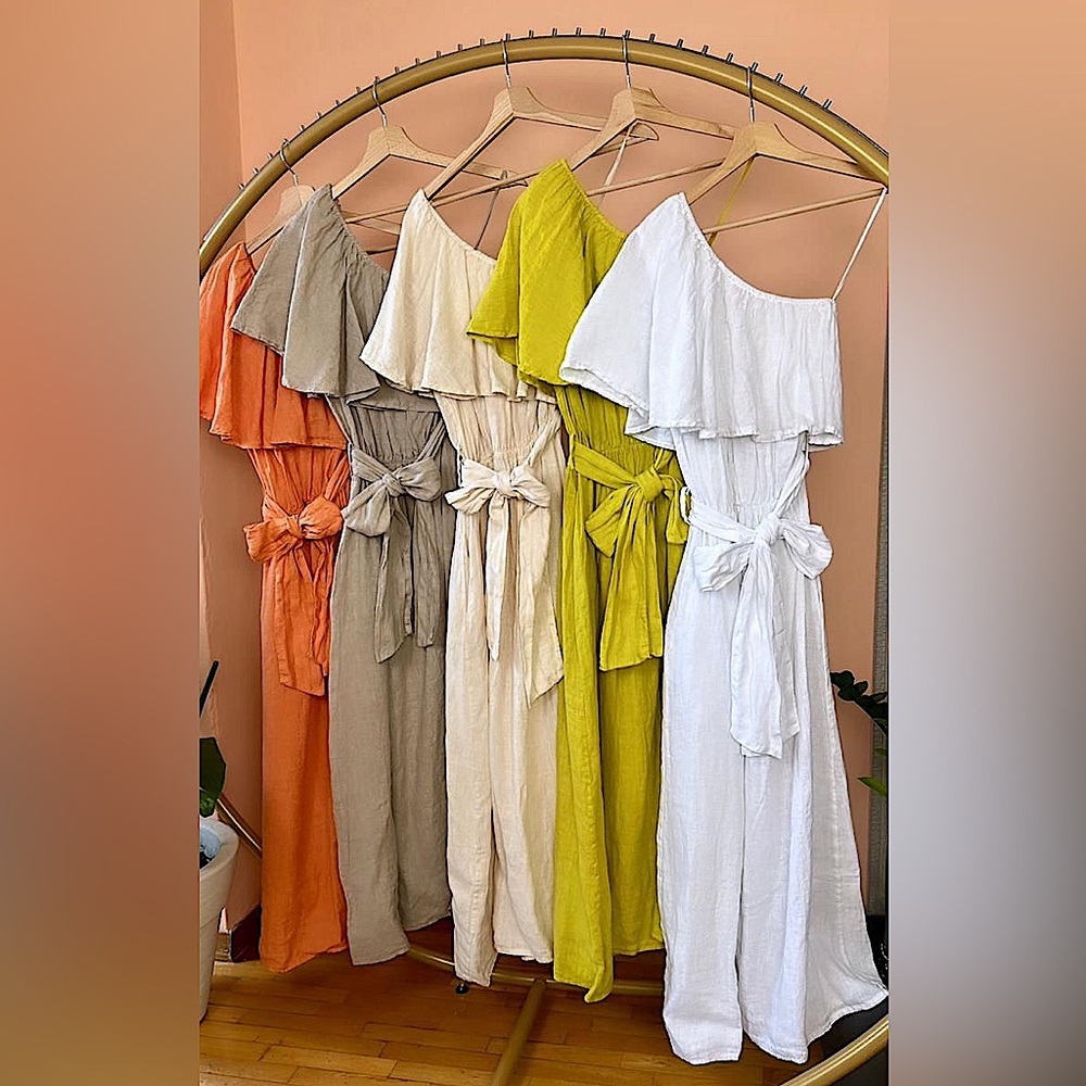 One Shoulder Ruffle Dress - CREAM COLOR ONLY